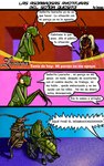 accessory anthro blonde_hair bow_(feature) bow_accessory bow_ribbon decapitation dialogue female group hair hair_accessory hair_bow hair_ribbon humor male ribbons text vehicle wheelchair zentagas arthropod insect mantis comic hi_res spanish_text translated