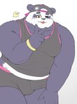 anthro backwards_baseball_cap backwards_hat baseball_cap blep briefs bulge clothing fur hat headgear headwear male one_eye_closed purple_body purple_fur shirt solo tank_top tongue tongue_out topwear underwear wink harumuname lifewonders tokyo_afterschool_summoners alp_(tas) bear giant_panda mammal 3:4 hi_res