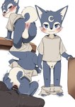 adult_on_young age_difference anal anal_penetration anthro anus backsack balls barefoot biped blue_body blue_eyes blue_fur blush bottomless censored_genitalia censored_penis clothed clothing duo embarrassed erection feet flaccid from_behind_position fur genitals half-closed_eyes humanoid_genitalia humanoid_penis kemono looking_at_viewer looking_back looking_back_at_viewer male male/male male_penetrated male_penetrating male_penetrating_male multicolored_body multicolored_fur narrowed_eyes penetration penile penile_penetration penis sex shaking simple_background toes topwear trembling white_background white_body white_fur young young_anthro young_male young_penetrated manmosu_marimo wolf_hero_(character) canid canine canis mammal wolf 2025 censored japanese_description