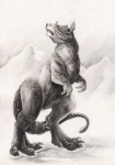 ambiguous_gender biped feral fur grey_body grey_fur horn mountain open_mouth shocked solo standing nelena star_wars tauntaun full-length_portrait monochrome portrait traditional_media_(artwork)