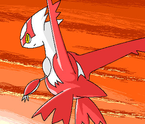 ambiguous_gender claws cloud feral flying red_body sky smile solo sunset white_body wings yellow_eyes pasaran nintendo pokemon generation_3_pokemon latias legendary_pokemon pokemon_(species) digital_media_(artwork) low_res oekaki