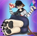 3_toes 5_fingers anthro bad_trigger_discipline barefoot beanie black_beanie black_clothing black_hat black_headwear black_hoodie black_pawpads black_topwear blue_bottomwear blue_clothing blue_pants bottomwear butt cellphone claws clothing countershade_feet countershading cute_fangs ear_piercing electronics fangs feet feet_together female finger_claws fingers fish_hook fish_hook_piercing foot_fetish foot_focus fur furgonomics glistening_eyelids gradient_background grey_body gun handgun hat headgear headwear hindpaw holding_cellphone holding_gun holding_object holding_phone holding_ranged_weapon holding_smartphone holding_weapon hoodie hook humanoid_feet lidded_eyes looking_at_viewer mottled multicolored_body multicolored_fur nails open_mouth open_smile pants pawpads paws phone piebald piercing plantigrade ranged_weapon rear_view ring_piercing simple_background smartphone smile smiling_at_viewer soles solo tail tail_clothing tan_body tan_soles teeth toe_claws toes topwear torn_bottomwear torn_clothing torn_pants weapon white_body white_soles yellow_eyes prismosis epic_games fortnite meow_skulls calico_cat domestic_cat felid feline felis mammal 2022 absurd_res digital_drawing_(artwork) digital_media_(artwork) hi_res