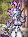 anthro armor boob_armor bottomwear breastplate breasts clothing collarbone eyelashes female fur gauntlets gloves handwear headgear helmet melee_weapon pants purple_body purple_fur shoulder_guards solo sword tail weapon white_body white_fur monsterart sega sonic_and_the_black_knight sonic_storybook_series sonic_the_hedgehog_(series) blaze_the_cat sir_percival_(sonic_and_the_black_knight) domestic_cat felid feline felis mammal 2024 3:4 absurd_res hi_res