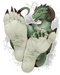 anthro argonian bethesda_softworks breasts claws conditional_dnp digital_media_(artwork) feet female foot_fetish foot_focus green_body hi_res horn humanoid_feet kredri lizard nessei nude paws plantigrade pose reptile scalie simple_background smile soles solo the_elder_scrolls toe_claws toes wrinkled_feet wrinkles
