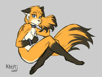 anthro blue_eyes breasts chest_tuft collar covering covering_breasts covering_self crossgender cuff_(restraint) digitigrade feet female fur gloves_(marking) grey_background handcuffs leg_markings looking_at_viewer markings metal_cuffs mtf_crossgender multicolored_body multicolored_fur nude orange_body orange_fur pawpads restraints shackles side_view simple_background slave socks_(marking) solo tuft two_tone_body two_tone_fur white_body white_fur heresy_(artist) twokinds mike_(twokinds) canid canine fox keidran mammal red_fox true_fox 2017 4:3 digital_media_(artwork) full-length_portrait portrait sketch