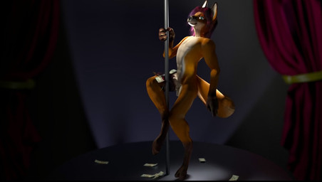 animal_genitalia anthro balls bouncing_balls dancing femboy fully_sheathed garter_belt garter_straps genitals hair male money nude pole pole_dancing sheath solo strip_club stripper white_balls kemonokun canid canine fox mammal 2013 3d_(artwork) 3d_animation animated digital_media_(artwork) loop no_sound short_playtime video widescreen