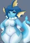 anthro breasts curvy_figure featureless_breasts featureless_crotch female hair long_tail nude short_stack simple_background solo tail thick_thighs niick_galaxy nintendo pokemon mafer_(vaporeon) eeveelution generation_1_pokemon mammal pokemon_(species) vaporeon digital_media_(artwork) hi_res