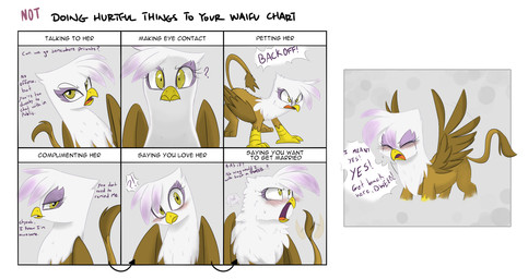beak blush bodily_fluids brown_body brown_feathers chart crying dialogue eyes_closed feathered_wings feathers female interrobang looking_at_viewer love open_mouth poof purple_body purple_feathers question_mark smile solo spread_wings tail tail_motion tailwag tears tears_of_joy text tsundere white_body white_feathers wings yellow_eyes adequality thesassyjessy friendship_is_magic hasbro my_little_pony mythology waifu_chart gilda_(mlp) avian gryphon mythological_avian mythological_creature english_text hi_res meme