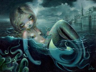 ambiguous_gender blonde_hair bra_(anatomy) breasts building city city_background duo eyeshadow featureless_breasts female feral fin green_lips hair lips looking_at_viewer makeup navel neo-classical_architecture nude outside partially_submerged running_makeup scaled_breasts split_form tail tail_fin tentacles water jasmine_becket-griffith animal_humanoid cephalopod humanoid mammal marine marine_humanoid merfolk mollusk 2019 acrylic_painting_(artwork) formal_art painting_(artwork) traditional_media_(artwork) traditional_painting_(artwork)