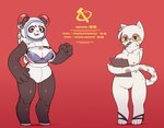 anthro breasts clipboard communism duo female hammer_and_sickle pen politics red_eyes scientist space_helmet spacesuit text yellow_eyes yima_miantang hearts_of_iron paradox_interactive the_new_order:last_days_of_europe bear domestic_cat felid feline felis giant_panda mammal absurd_res hi_res russian_text translation_request