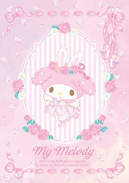 anthro ballerina ballet ballet_dress brown_eyes clothing dance_shoes dancewear dress female flower footwear fur pink_clothing pink_dress pink_footwear pink_hood pink_shoes plant pointe_shoes rose_(flower) shoes solo text white_body white_fur yellow_nose unknown_artist onegai_my_melody sanrio my_melody lagomorph leporid mammal rabbit english_text hi_res official_art pink_theme