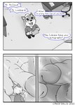 2022 anthro autograph balls building canid canine canis_(canisfidelis) canisfidelis character_signature comic crotch_focus dialogue english_text erection faceless_character faceless_male genitals hi_res humanoid_genitalia humanoid_penis humor looking_out_window macro male mammal monochrome office penis speech_bubble text window