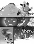 2012 angry black_and_white claws comic duo eeveelution english_text feral fight generation_4_pokemon glaceon greyscale hi_res male monochrome nintendo outside pokemon pokemon_(species) snow tderek99 text weavile winter