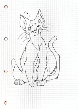 4_toes ambiguous_feral ambiguous_gender checkered checkered_background chest_tuft closed_smile feet feral fur long_tail mouth_closed notched_ear one_eye_closed pattern_background paws pupils quadruped simple_background sitting slit_pupils smile solo tail text toes tuft whiskers white_body white_eyes white_fur white_tail looweezah domestic_cat felid feline felis mammal 2021 artist_name dated hi_res line_art pen_(artwork) traditional_media_(artwork)