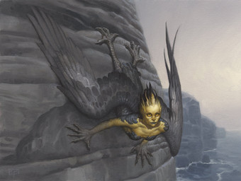 5_fingers black_body black_feathers breasts cliff feather_hair feathers feet female fingers looking_at_viewer nude outside pseudo_hair seaside solo talons toes water mark_zug european_mythology greek_mythology hasbro magic:_the_gathering mythology wizards_of_the_coast animal_humanoid avian avian_humanoid harpy humanoid mythological_avian mythological_creature hi_res official_art