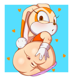 anthro anus blush bottomless butt clothed clothing ears_down female genitals gloves handwear heart_symbol looking_at_viewer looking_back nude panties partially_clothed pivoted_ears presenting solo spread_butt spreading tail underwear underwear_down vulva young young_anthro young_female skelly_skelly sega sonic_the_hedgehog_(series) cream_the_rabbit lagomorph leporid mammal rabbit hi_res