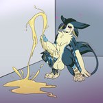 4_ears anthro balls big_balls big_penis biped blush bodily_fluids claws drooling erection excessive_urine eye_roll feathers feet fur genital_fluids genitals holding_penis huge_balls huge_penis humanoid_genitalia humanoid_penis hyper hyper_balls hyper_genitalia hyper_penis looking_pleasured male multi_ear nude open_mouth peeing penis puddle saliva simple_background size_difference smaller_male smile solo tail urine urine_on_ground urine_pool urine_stream watersports winged_arms wings gothicguttz koda_(epsilonthederg) avali avian digital_media_(artwork) hi_res