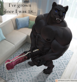 abs animal_genitalia animal_penis anthro ball_fondling balls bedroom_eyes biceps big_balls big_penis bite biting_lip biting_own_lip black_body black_fur black_penis blue_eyes dialogue equine_genitalia equine_penis erection fondling fur furniture genitals graded_penis high-angle_view holding_penis huge_penis long_penis looking_at_viewer male male_anthro measuring measuring_penis medial_ring melanistic mismatched_animal_penis mismatched_genitalia mismatched_penis muscular muscular_male narrowed_eyes nipples nude patreon_logo pecs penis pink_penis presenting presenting_penis seductive self_bite sofa solo speech_bubble tape_measure text vein conditional_dnp danza patreon gage_the_panther felid feline mammal pantherine 2022 digital_media_(artwork) english_text hi_res url