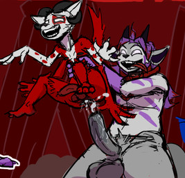 4_arms after_anal anal anthro anus balls butt dominant duo erection feet genitals horn larger_dom lifted male male/male multi_arm multi_limb nipples nude raised_tail size_difference smile tail tongue tongue_out torso_grab destruteka chuktiano grinion hybrid sketch