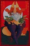 absurd_res ambiguous_gender anthro braixen generation_6_pokemon hi_res huge_ears inner_ear_fluff nintendo open_mouth plant pokemon pokemon_(species) red_eyes sarifairy solo stick tail thick_thighs tuft