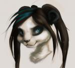 anthro black_body black_fur black_hair black_nose blue_eyes blue_hair female fur hair looking_at_viewer multicolored_body multicolored_fur multicolored_hair simple_background solo two_tone_body two_tone_fur two_tone_hair white_background white_body white_fur naaby blizzard_entertainment warcraft bear mammal pandaren digital_media_(artwork) digital_painting_(artwork) headshot_portrait painting_(artwork) portrait