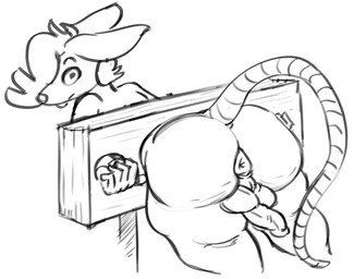 anthro anus balls big_butt butt captured erection genitals huge_butt male perineum puffy_anus questionable_consent rat_tail restraints simple_background solo stocks tail thick_thighs zomerous_(artist) glop_(zomerous) mammal murid murine rat rodent 2023 hi_res monochrome sketch