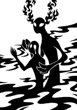 3_claws 3_fingers 5_fingers ambiguous_gender bodily_fluids claws crying duo finger_claws fingers fire flaming_eyes larger_ambiguous larger_humanoid not_furry silhouette simple_background size_difference smaller_ambiguous smaller_human smoke tears white_background sunnyclockwork scp_foundation scp-080 human humanoid mammal shadow_creature 2014 black_and_white digital_drawing_(artwork) digital_media_(artwork) hi_res monochrome