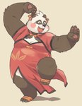 anthro asian_clothing belly blush chinese_clothing chinese_dress clothed clothing crossdressing dress east_asian_clothing feet foot_wraps kung_fu male moobs overweight overweight_male pawpads solo wraps garouzuki crave_saga shaoren_(crave_saga) bear giant_panda mammal hi_res