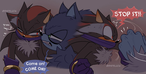 angry blush blush_lines bodily_fluids covered_mouth cross-popping_vein duo fist frustrated fur groan male male/male onomatopoeia sound_effects sweat sweatdrop teasing text shipslucia sega sonic_the_hedgehog_(series) sonic_unleashed shadow_the_hedgehog sonic_the_hedgehog sonic_the_werehog eulipotyphlan hedgehog mammal vampire werecreature wereeulipotyphlan werehog hi_res