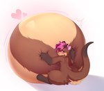 anthro belly belly_inflation big_belly blush female fur huge_belly hugging_belly hyper hyper_belly hyper_inflation inflated_belly inflation inflation_fetish looking_at_viewer overinflated resting_on_belly solo chibichuuwu mammal mustelid otter hi_res