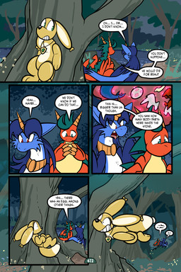 2_horns 5_panel_comic ambiguous_gender balloon balloon_with_face being_watched black_nose black_text blue_body blue_fur blue_hair blue_wings bodily_fluids brown_body cheek_tuft claws dialogue dot_pupils egg ellipsis eyebrows eyelashes facial_tuft fangs feathered_wings feathers feral finger_claws forest forked_tongue fur grass green_eyes group hair horn inflatable jewelry lake looking_at_another mouth_closed open_mouth orange_body outside page_number pendant plant question_mark red_eyes scales sharp_teeth speech_bubble sweat sweatdrop tail talking_to_another teeth text tongue tongue_out toony translucent translucent_hair tree trio tuft water white_sclera wings virmir mythology renbrand roko_kirihoko saida canid canine couatl dragon feathered_scalie feathered_snake fox mammal mythological_creature mythological_scalie reptile scalie snake 2026 2:3 absurd_res comic english_text hi_res female_(lore) male_(lore)