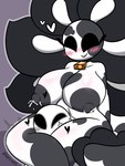 anthro areola big_breasts black_areola blush blush_lines bodily_fluids breasts duo female heart_on_body huge_breasts lactating larger_female male nipples puffy_nipples size_difference smaller_male thick_thighs kefiregg vortex_(kefiregg) bovid bovine cattle holstein_friesian_cattle humanoid mammal 2024 3:4 character_request hi_res