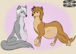 abdominal_bulge belly big_belly duo female feral navel pregnant pregnant_female pregnant_feral xenopony456 alpha_and_omega kate_(alpha_and_omega) lilly_(alpha_and_omega) canid canine canis mammal wolf absurd_res hi_res