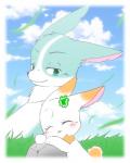 blue_body blue_fur blush chest_tuft daww duo female fur grass male orange_body orange_fur plant shamrock sleeping smile tuft white_body white_fur puku2315 happy_happy_clover sayuri_tatsuyama clover_(happy_happy_clover) rambler_(happy_happy_clover) lagomorph leporid mammal rabbit 2017 young_(lore)