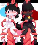 anthro bell black_body black_fur blue_eyes blush bodily_fluids bow_(feature) bow_tie breast_milking breasts collar duo female fur hair lactating milking_tentacles nipples paws penetration sex tentacles vaginal vaginal_penetration white_body white_fur kloudmutt sanrio show_by_rock!! cyan_hijirikawa nilapony felid mammal myumon 2015 digital_media_(artwork) hi_res