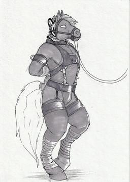 anthro bdsm big_gag bodysuit bondage bound bulge cheek_tuft clothed clothing facial_markings facial_tuft gag hair hands_behind_back harness head_markings latex latex_bodysuit latex_clothing latex_skinsuit leash male male_anthro markings mask petplay roleplay short_hair simple_background skinsuit solo standing striped_face stripes tail tight_clothing tuft wearing_mask hufnaar felid mammal pantherine tiger absurd_res full-length_portrait hi_res monochrome portrait