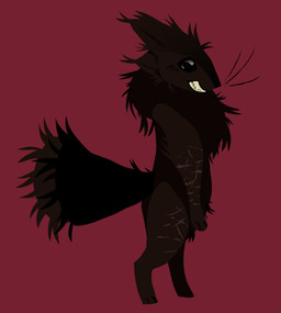 ambiguous_gender anthro black_body black_eyes black_fur fur melanistic scar self-harm_scars solo rotsrocks casualties:_unknown rainbow_(rotsrocks) expie_(gunsawian) gunsawian absurd_res hi_res