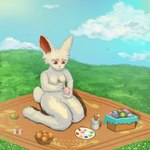 anthro brush casual_nudity cloud easter_egg egg female fur grass holding_brush holding_egg holding_object holidays male nude outside paintbrush painting_(action) plant red_eyes sitting sky white_body white_fur fengyue680 easter lagomorph leporid mammal rabbit 1:1 hi_res