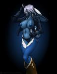 anthro big_breasts blue_eyes blue_nipples boots breasts chaps clothed clothing cosplay countershade_border ears_down female fingerless_gloves floppy_ears footwear gloves hair hair_over_eye hand_on_head handwear inner_ear_fluff jacket looking_at_viewer lop_ears nipples one_eye_obstructed open_clothing open_jacket open_mouth open_topwear panties pivoted_ears raised_arm shoes short_hair simple_background solo topwear tuft underwear furball king_of_fighters amione angel_(king_of_fighters) lagomorph leporid mammal rabbit 2017