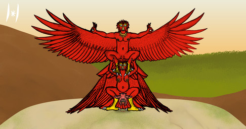 ambiguous_gender amniotic_fluid anthro areola baby balls beak birth blood blue_eyes bodily_fluids breastmilk breasts brown_areola brown_nipples duo dusk eyes_closed family feathered_wings feathers feet female foreskin forest forest_background genital_fluids genitals gesture group hand_gesture hill holding_another holding_another's_leg labor lactating live_birth looking_at_another male moss mountain multicolored_body muscular muscular_anthro muscular_female muscular_male nature nature_background navel nipples nude open_mouth pain penis plant pose pregnant pregnant_anthro pregnant_female red_body red_feathers red_skin red_wings spread_arms spread_legs spread_tail spread_wings spreading standing standing_on_another standing_on_shoulders sunset tail tail_feathers talons toes tree tribal trio two_tone_body umbilical_cord vaginal_birth white_talons wings worried yellow_beak yellow_body yellow_feathers young haribunawa garuda krut avian kruthaya 2024 absurd_res hi_res father_(lore) father_and_child_(lore) mother_(lore) mother_and_child_(lore) parent_(lore) parent_and_child_(lore)