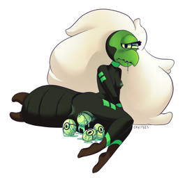 1_eye arthropod_abdomen beak blush bodily_fluids breasts drooling egg female genitals hair nipples oviposition saliva solo vulva white_hair cavitees cartoon_network steven_universe centipeetle alien alien_humanoid animal_humanoid arthropod arthropod_humanoid corrupted_gem gem_(species) humanoid insect insect_humanoid nephrite_(gem_species) hi_res