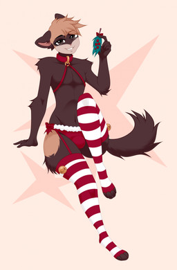 4_toes 5_fingers anthro arm_support brown_eyes bul bulge christmas_clothing clothing collar feet femboy fingers hair holding_object holidays legwear looking_at_viewer male navel panties pattern_clothing pattern_legwear pattern_stockings pink_nose red_clothing red_collar red_panties red_underwear short_hair sitting slim smile solo stockings striped_clothing striped_legwear striped_stockings stripes tail teeth toes underwear nollya christmas domestic_ferret mammal mustelid musteline true_musteline weasel colored digital_drawing_(artwork) digital_media_(artwork) hi_res shaded