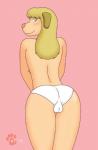 anthro blush butt camel_toe clothing female looking_at_viewer looking_back panties plump_camel_toe pose seductive smile solo underwear ky_(malamute) sherlock_hound_(series) mrs._hudson canid canine canis domestic_dog mammal 2015 hi_res