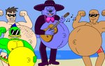 2024 alfonzo_(supermariofann1) alligator alligatorid anthro bald beach belly big_belly blue_body blue_fur blue_hair brown_hair canid canine canis clothing crocodilian eyewear fur group guitar hair hi_res human male mammal mariachi mariachi_suit mexican mohawk muscular muscular_anthro muscular_male music musical_instrument musical_note musical_symbol mythological_canine mythological_creature mythology navel outie outie_navel plucked_string_instrument reptile sand scalie sea string_instrument sunglasses supermariofanboy supermariofann1 swimming_trunks swimwear symbol water were werecanid werecanine werewolf wolf