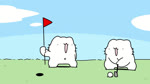 ambiguous_gender animal_noises anthro beady_eyes black_eyes cheering chirping cloud dot_eyes duo eye_contact featureless_crotch flag fur golf golf_ball golf_club golf_course grass hitting hitting_head holding_another holding_object hole_(pit) humor looking_at_another looking_at_object monotone_body navel open_mouth open_smile overweight overweight_ambiguous plant playing_sport public semi-anthro sky smile sport suplex text violence what whiskers white_body white_fur why wrestling x_navel purinharumaki_karameru sound_warning matatabi_movie_labo domestic_cat felid feline felis mammal 16:9 2023 2d_animation animated hi_res japanese_text short_playtime sound webm widescreen