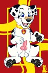 absurd_res animal_genitalia animal_penis balls blue_eyes bluebuttart canid canine canine_genitalia canine_penis canis dalmatian domestic_dog erection feral fur genitals hi_res male mammal markings marshall_(paw_patrol) nickelodeon paw_patrol paws penis solo spots spotted_body spotted_fur treat