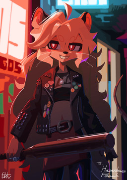 ahoge anthro baseball_bat bat_(object) bottomwear clothed clothed_anthro clothed_female clothing female female_anthro fur hair jacket jewelry kemono midriff necklace skirt solo tail topwear whiskers el-k mammal mouse murid murine rodent 2024 absurd_res digital_media_(artwork) hi_res