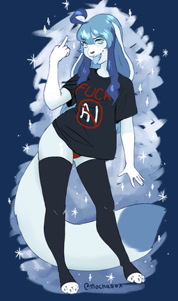 anthro blue_body blue_fur fangs female fur gesture green_eyes hand_gesture middle_finger simple_background teeth tongue tongue_out transparent_background mochasox nintendo pokemon eeveelution generation_4_pokemon glaceon pokemon_(species) absurd_res alpha_channel hi_res