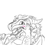 blush bodily_fluids breath male mawplay nervous reluctant_pred saliva teasing teeth tongue vore frillsnfangs mythology wings_of_fire flicker_(flickertoons) dragon hybrid mythological_creature mythological_scalie sandwing_(wof) scalie seawing_(wof) 1:1