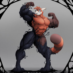 anthro arthropod_webbing big_muscles big_pecs bound corruption flexing growth huge_muscles huge_pecs male muscle_growth muscular muscular_anthro muscular_arms muscular_male pecs scared solo struggling tentacles transformation ponyanony marvel venom_(marvel) ailurid goo_creature mammal red_panda symbiote 1:1 absurd_res hi_res